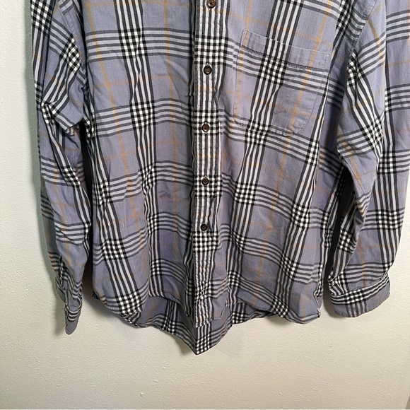 Vintage Sun River Clothing Flannel Button Down Blue Gray Plaid L - Picture 3 of 9